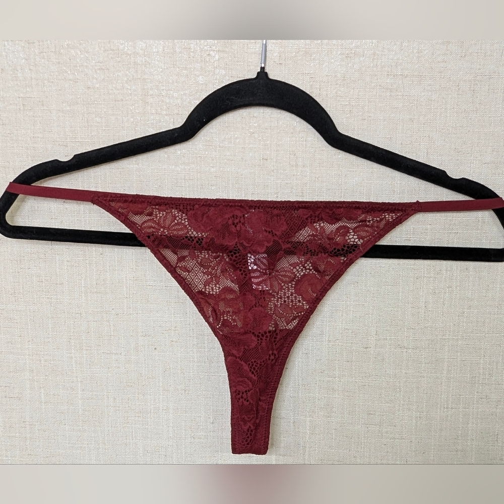 Auden Burgundy Floral Lace Babydoll & Thong Set - XL - Dark Red Lingerie - Picture 5 of 13